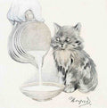 Illustrated Cat Book 2 090 Vintage Illustration A4 Photo Print