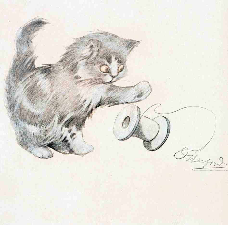 Illustrated Cat Book 2 094 Vintage Illustration A4 Photo Print