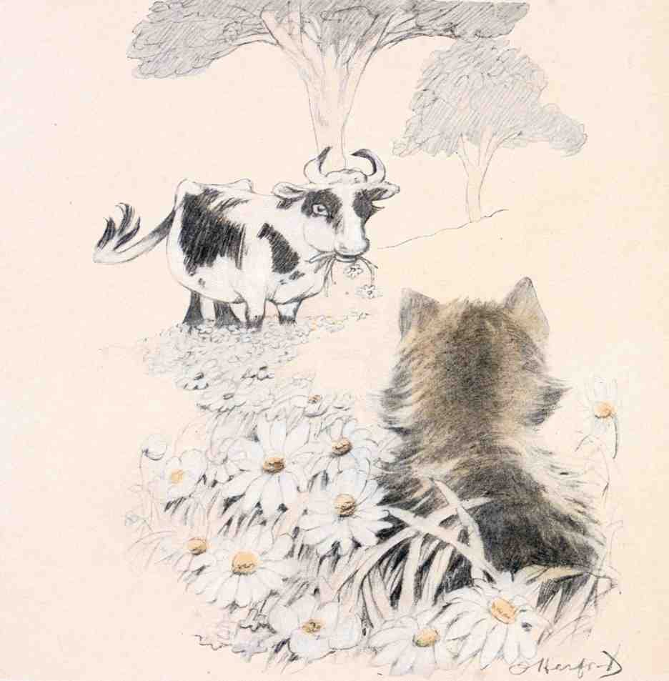 Illustrated Cat Book 2 100 Vintage Illustration A4 Photo Print