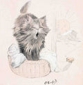 Illustrated Cat Book 2 103 Vintage Illustration A4 Photo Print