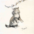 Illustrated Cat Book 2 105 Vintage Illustration A4 Photo Print