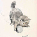 Illustrated Cat Book 2 108 Vintage Illustration A4 Photo Print