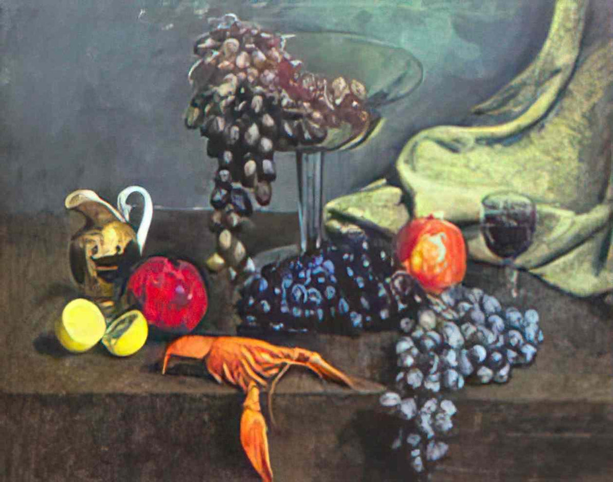 Ilya Mashkov still life grape lemon and cancer 1924 Art A4 Photo Print
