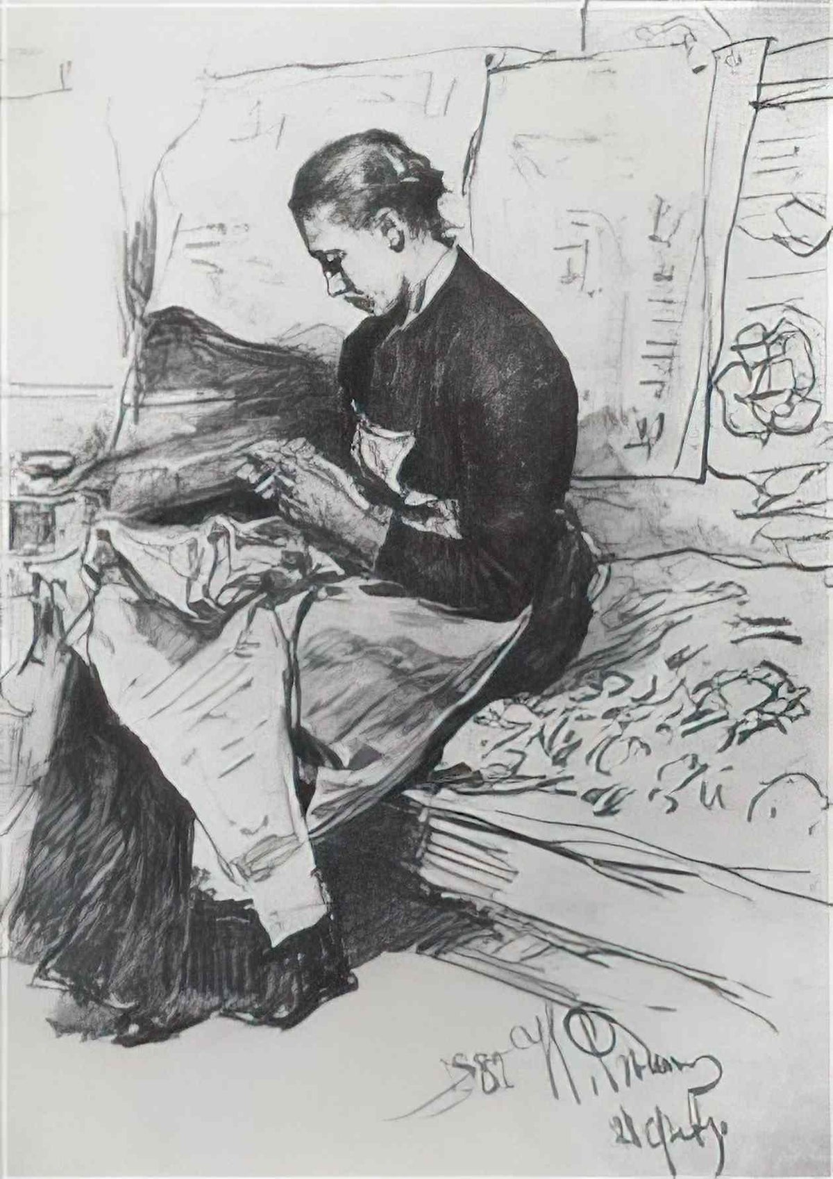 Ilya Repin seamstress 1882 Art A4 Photo Print