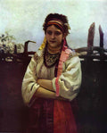 Ilya Repin ukranian girl by a fence 1876 Art A4 Photo Print