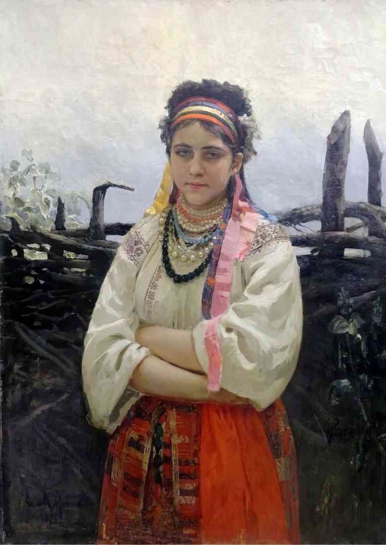 Ilya Repin ukranian girl by a fence 2 A4 Photo Print