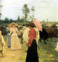 Ilya Repin young ladys walk among herd of cow 1896 Art A4 Photo Print