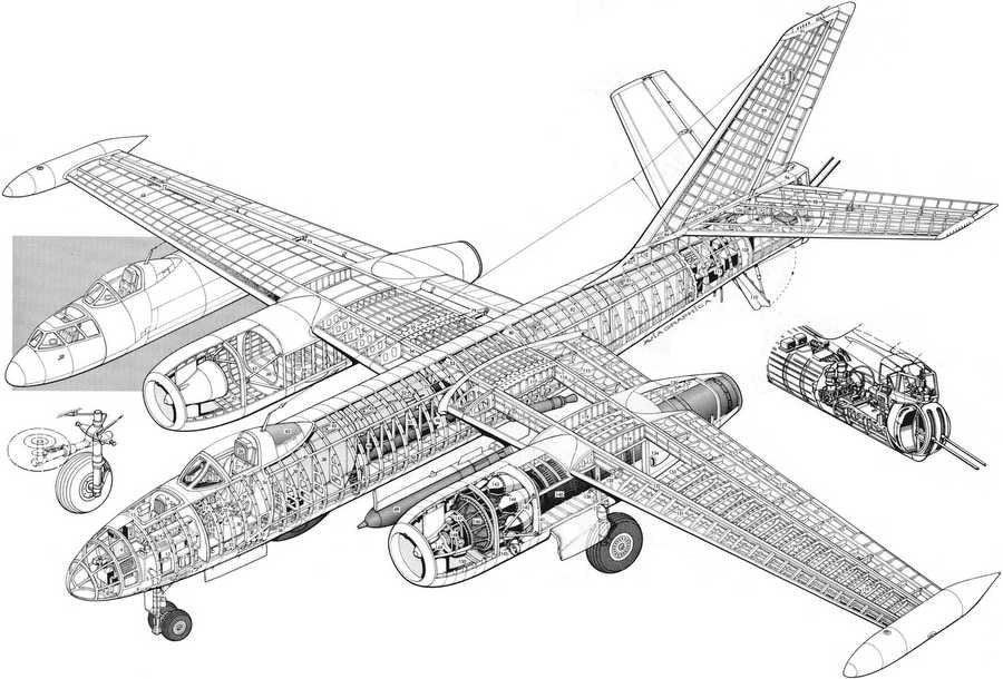 Ilyushin Il 28 cutaway A4 Photo Print