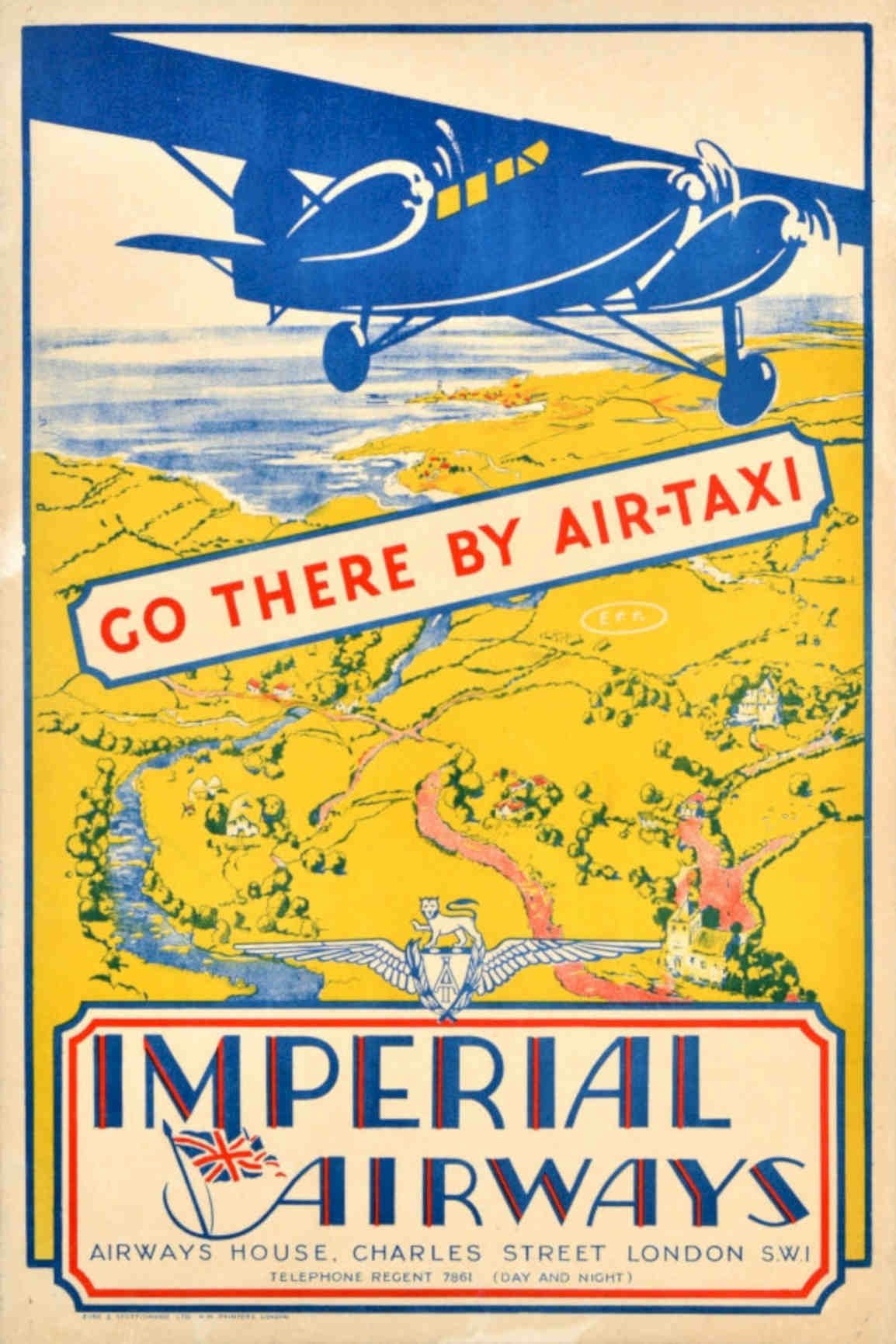 Imperial Airways Biplane Vintage Retro Advert Poster A4 Photo Print