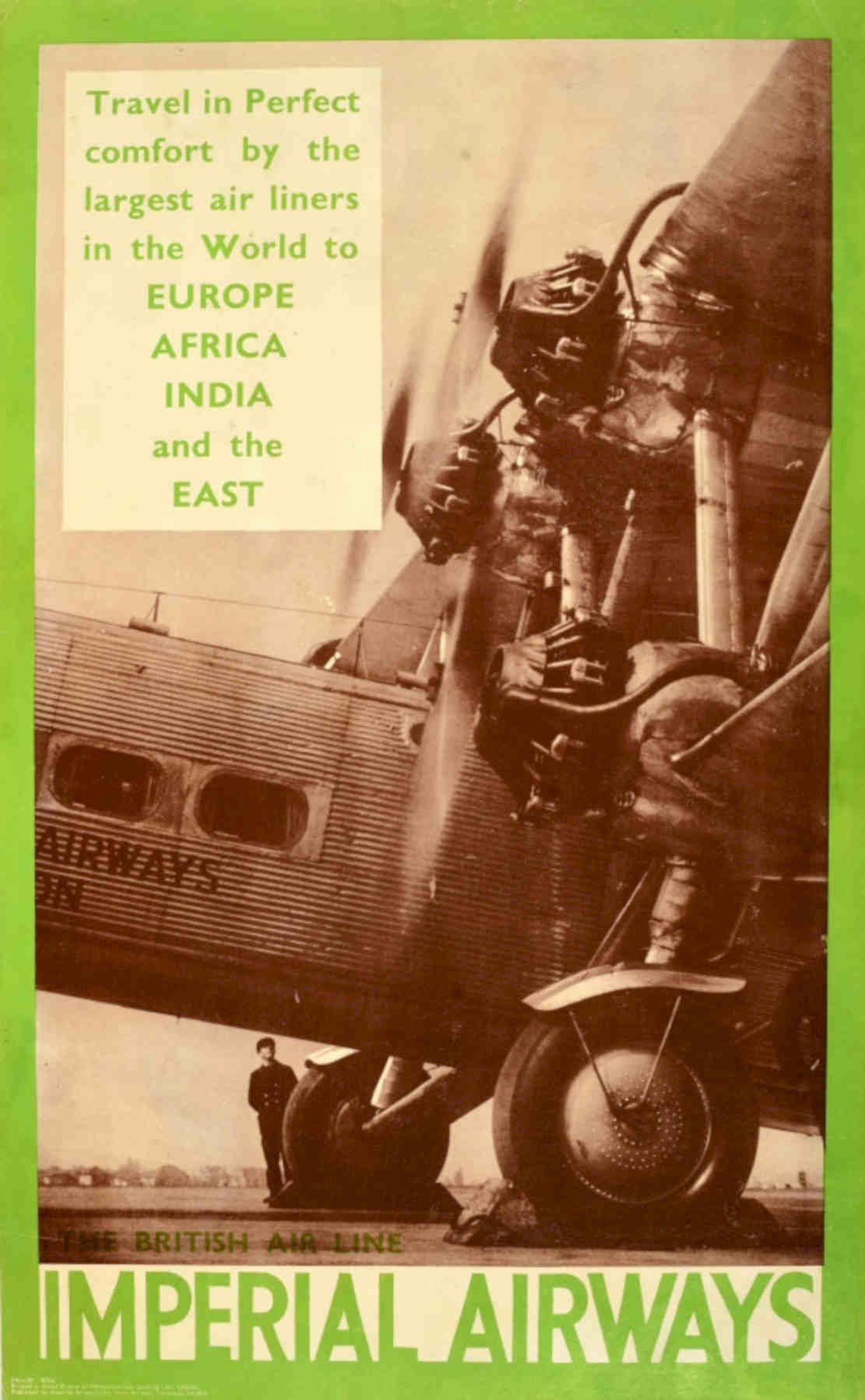 Imperial Airways Dc3 Vintage Retro Advert Poster A4 Photo Print