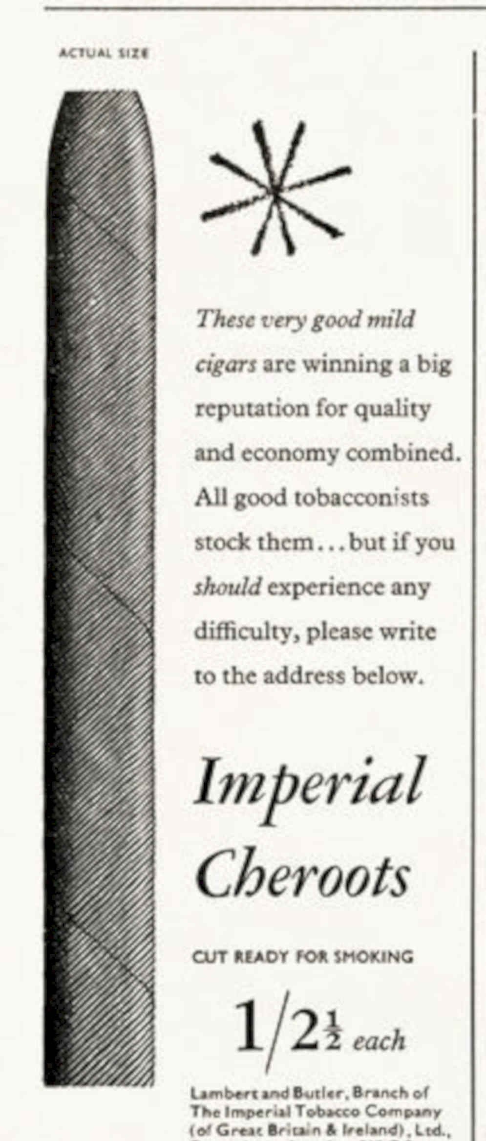 Imperial Cheroot Cigar Vintage Retro Advert Poster A4 Photo Print