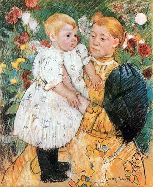 In the garden by Cassatt A4 Photo Print