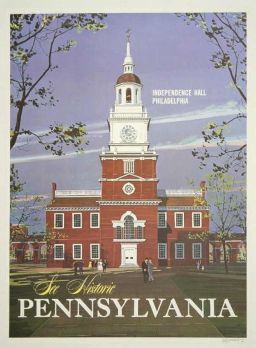 Independence Hall Pa Vintage Retro Advert Poster A4 Photo Print