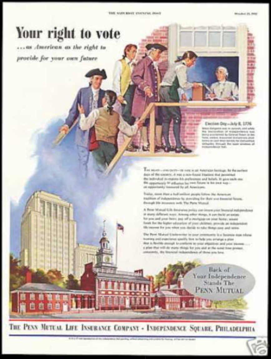 Independence Hall Vote Vintage Retro Advert Ads A4 Photo Print