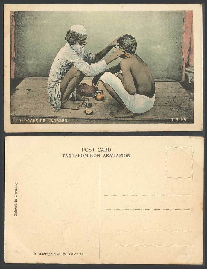 India A Native Roadside Barber Shaving Man barber advert A4 Photo Print