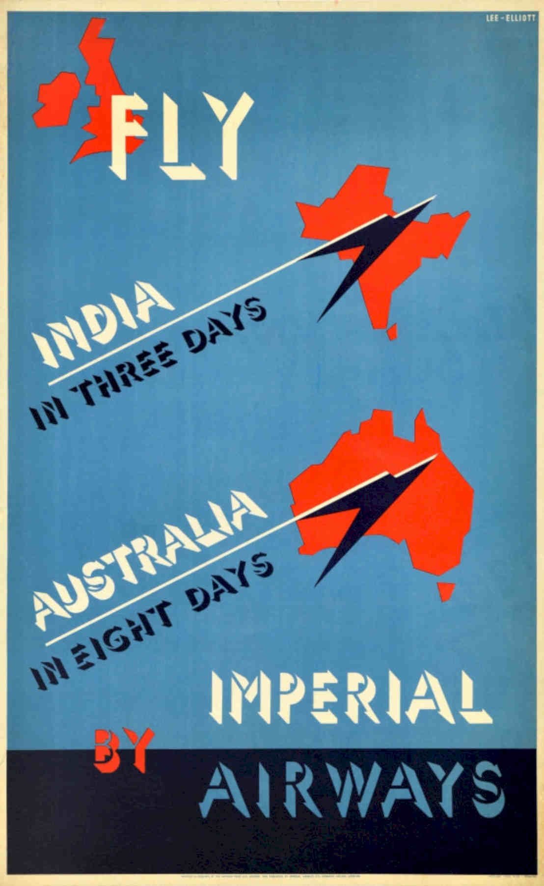 India Australia Fly Vintage Retro Advert Poster A4 Photo Print