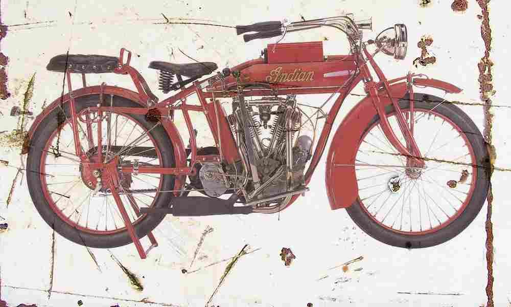 Indian BigTwin 1915 Aged Vintage A4 Photo Print