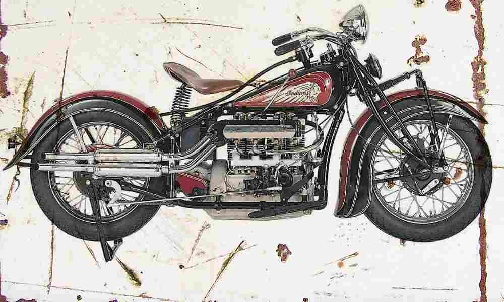 Indian Four 1936 Aged Vintage A4 Photo Print