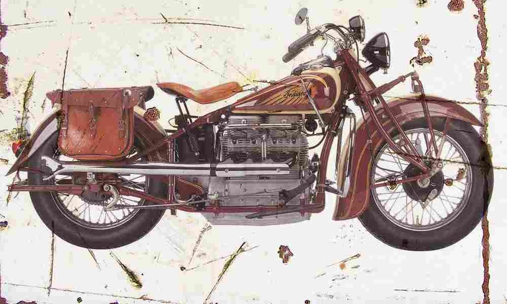 Indian Four 1938 Aged Vintage A4 Photo Print