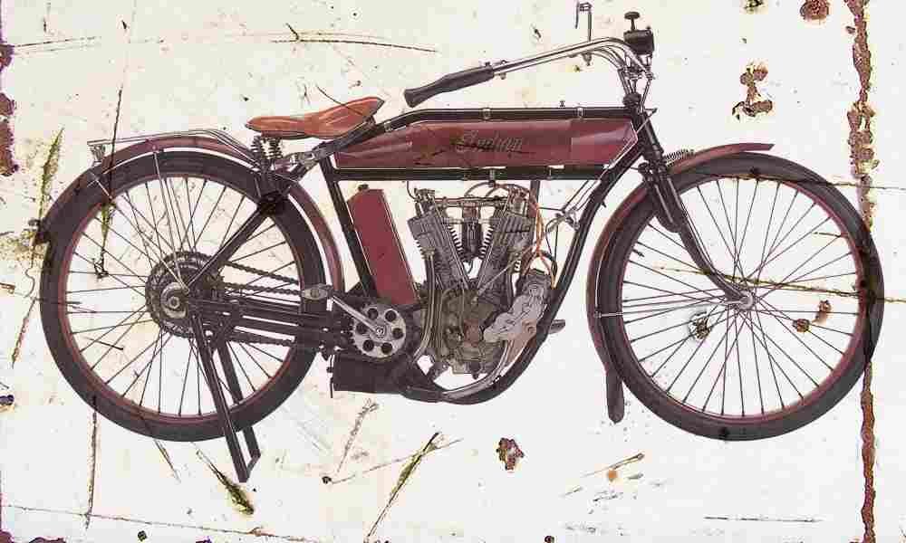 Indian LightTwin 1909 Aged Vintage A4 Photo Print