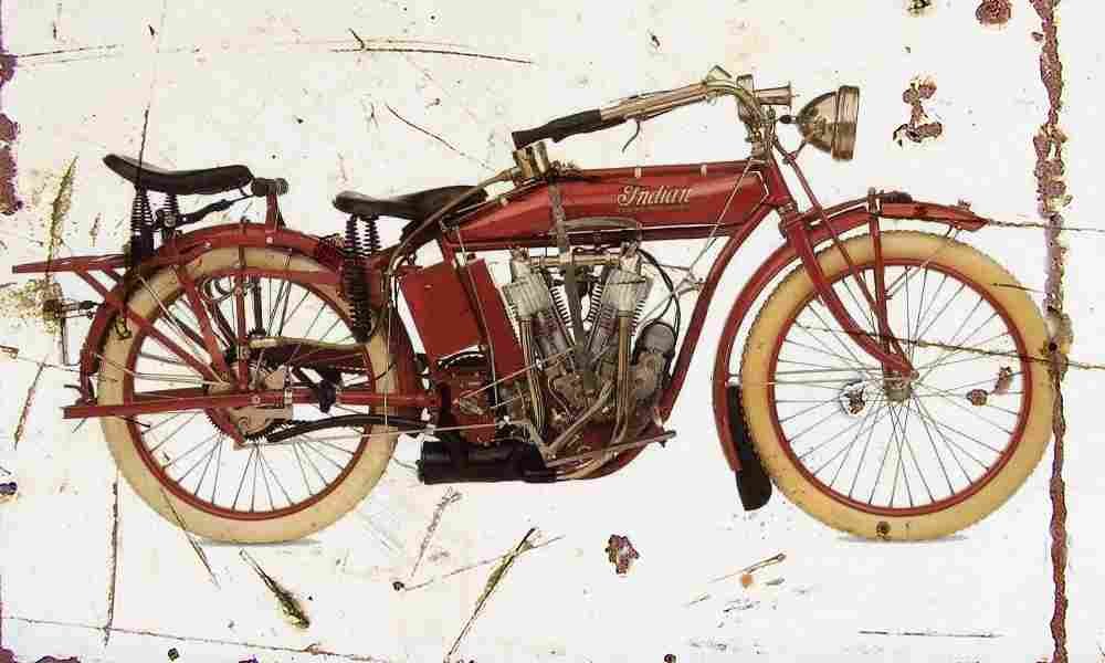 Indian V twin 1914 Aged Vintage A4 Photo Print