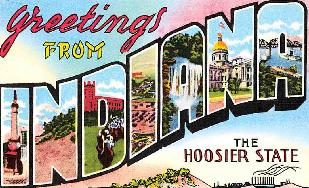 Indiana Luggage Label Vintage A4 Photo Print