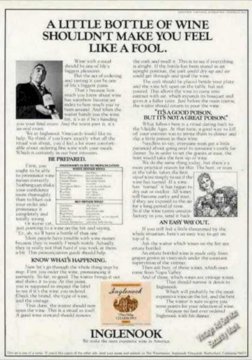 Inglenook Wine Scene Vintage Retro Advert Ads A4 Photo Print