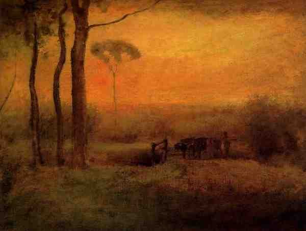 Inness George Pastoral Landscape At Sunset A4 Photo Print