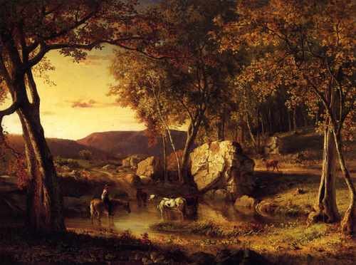 Inness George Summer Days Cattle Drinking Late Summer Early Autumn A4 Photo Print