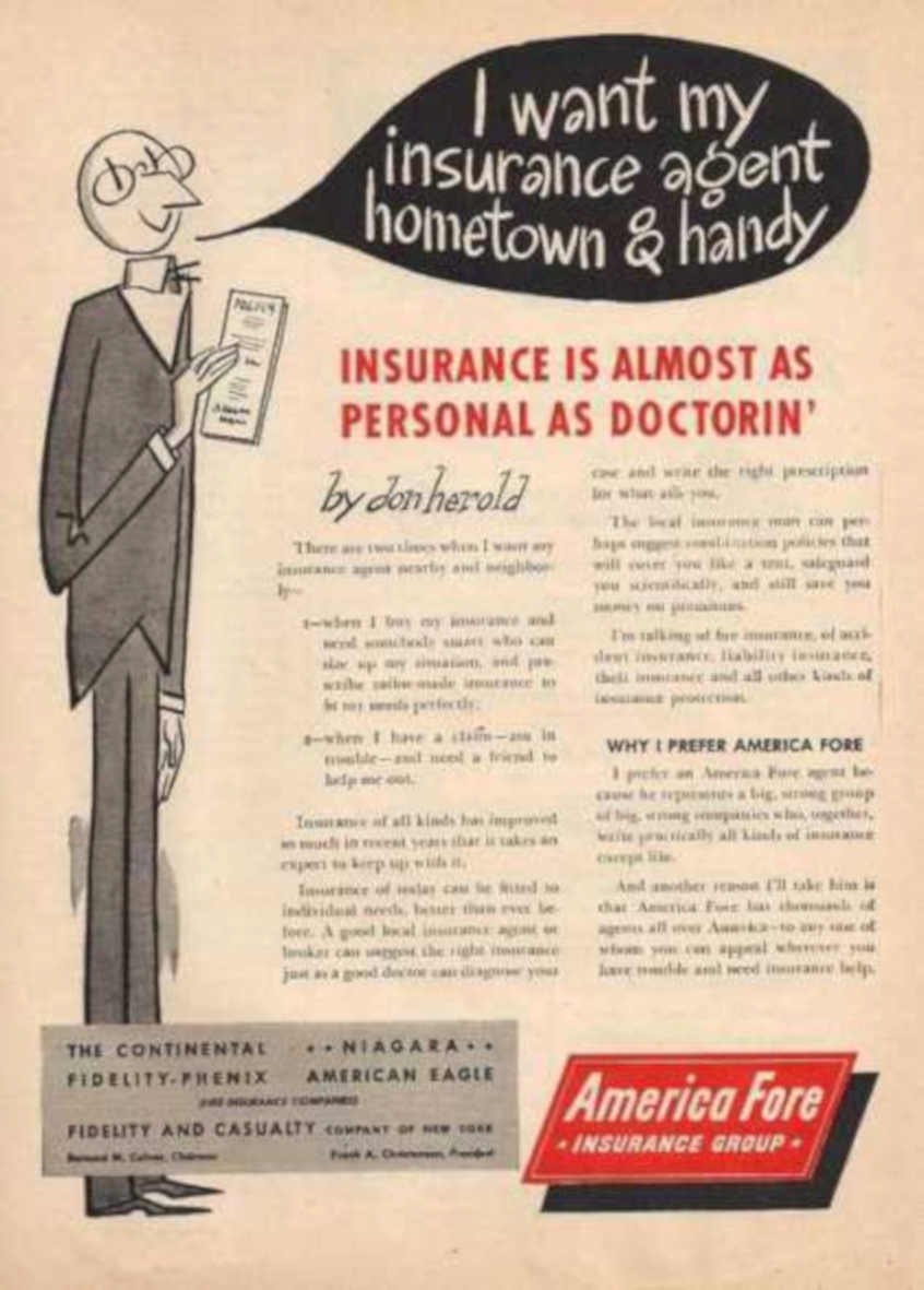 Insurance Agent Hometown Vintage Retro Advert Ads A4 Photo Print
