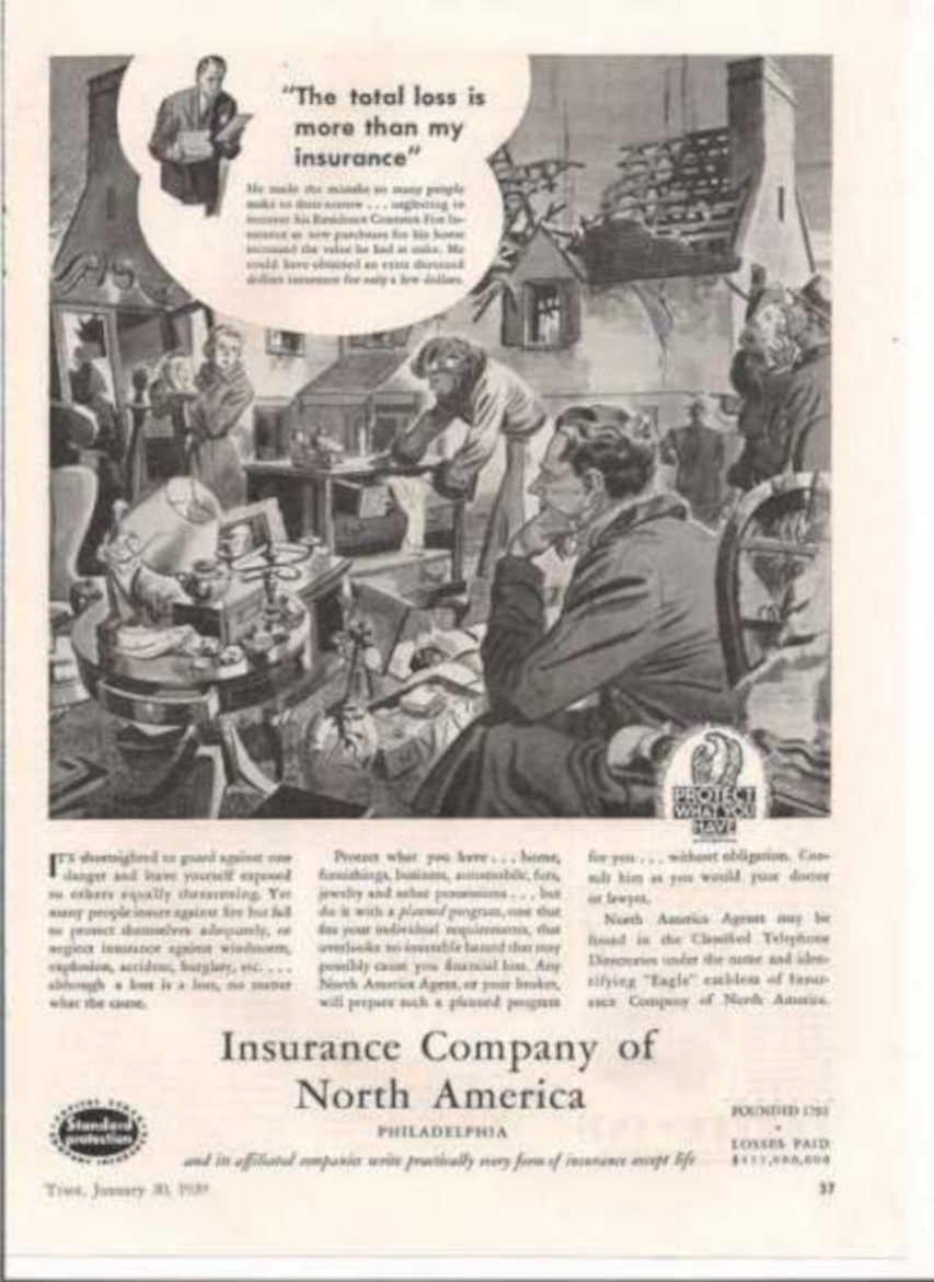 Insurance House Fire Vintage Retro Advert Ads A4 Photo Print