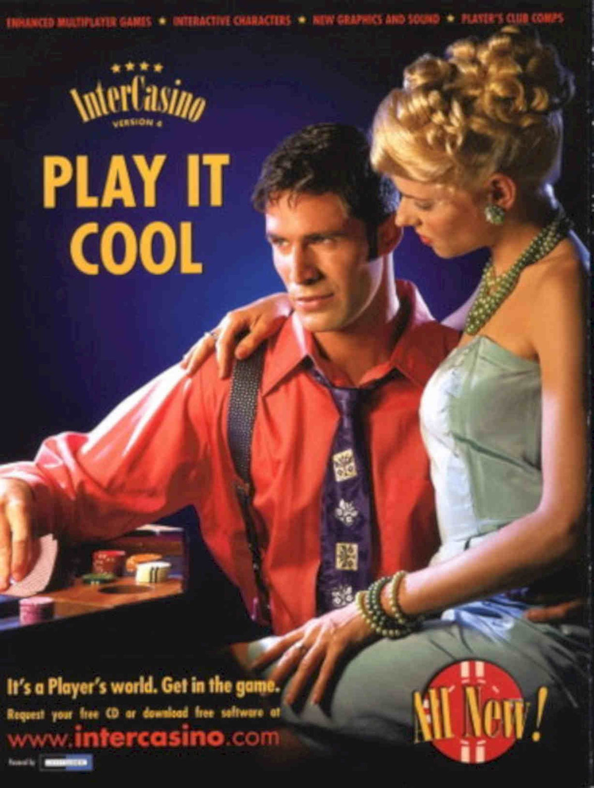 Intercasino Poker Cool Vintage Retro Advert Poster A4 Photo Print