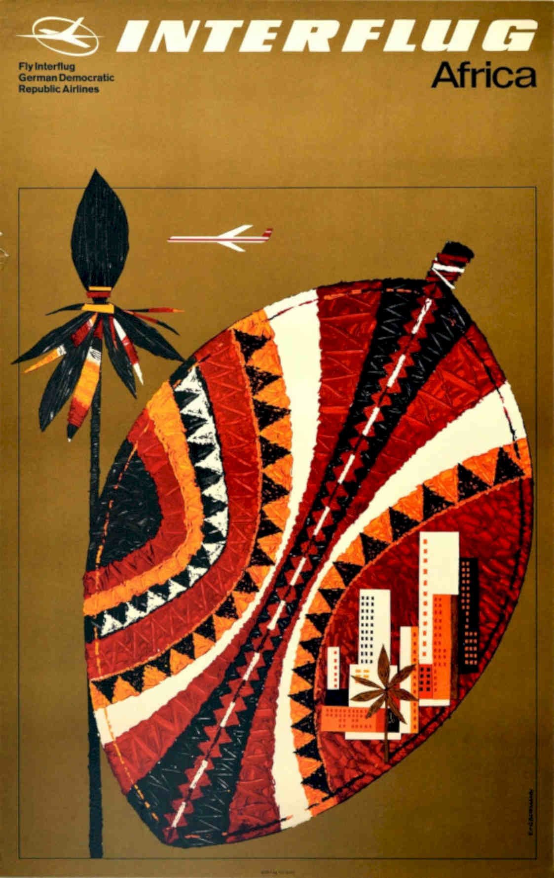 Interflug Africa Fly Vintage Retro Advert Poster A4 Photo Print