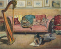 Interior With Harp A4 Photo Print