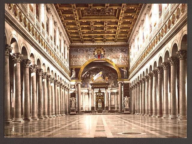 Interior of St Pauls Rome Vintage A4 Photo Print