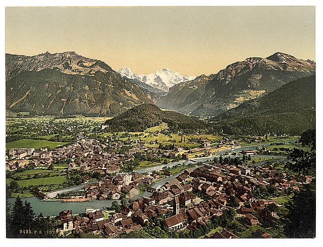 Interlaken Bernese Oberland Switzerland Vintage A4 Photo Print
