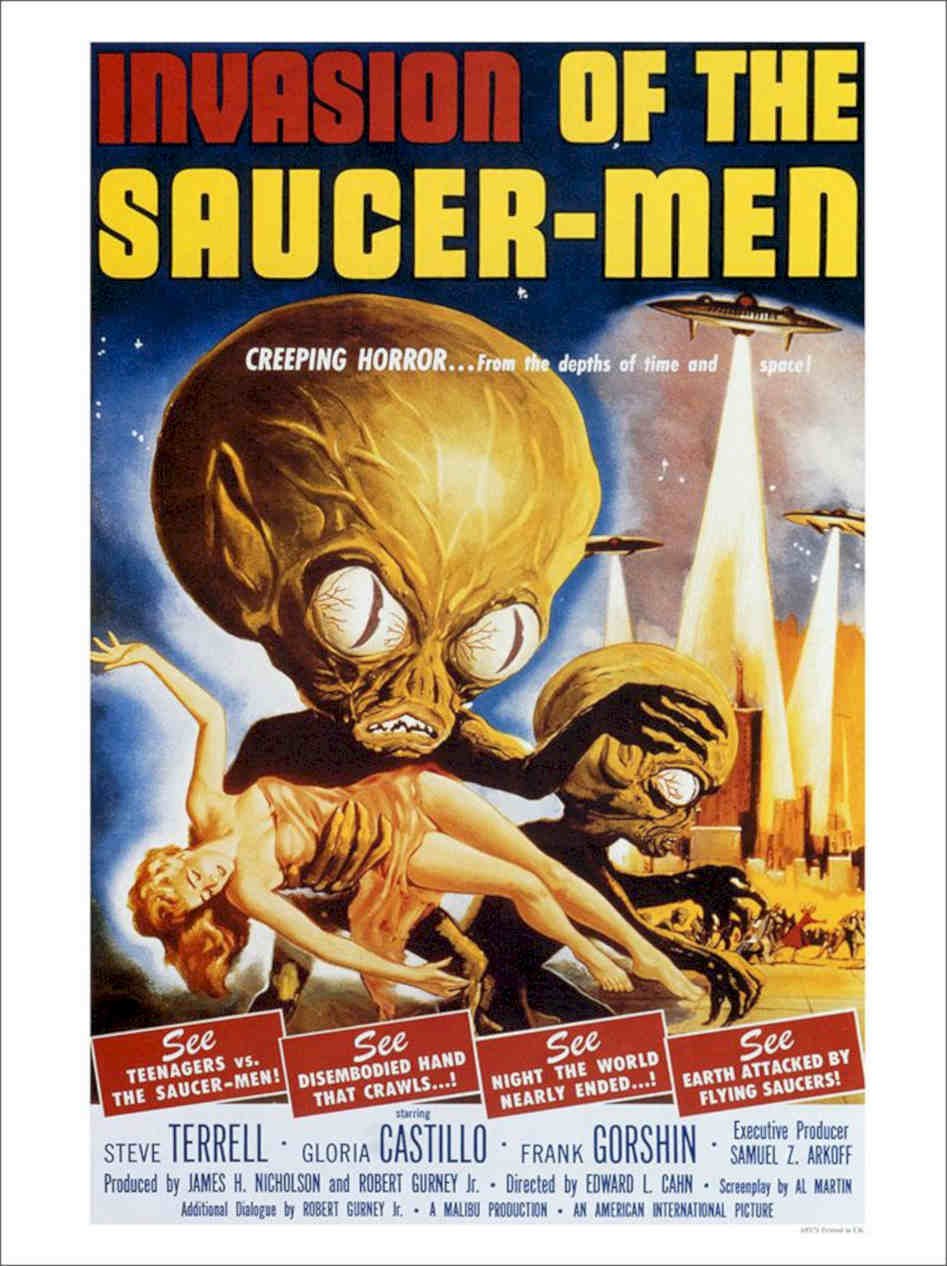 Invasion Of Saucer Men Sci Fi Movie Poster 1957 Vintage Retro Advert Poster A4 