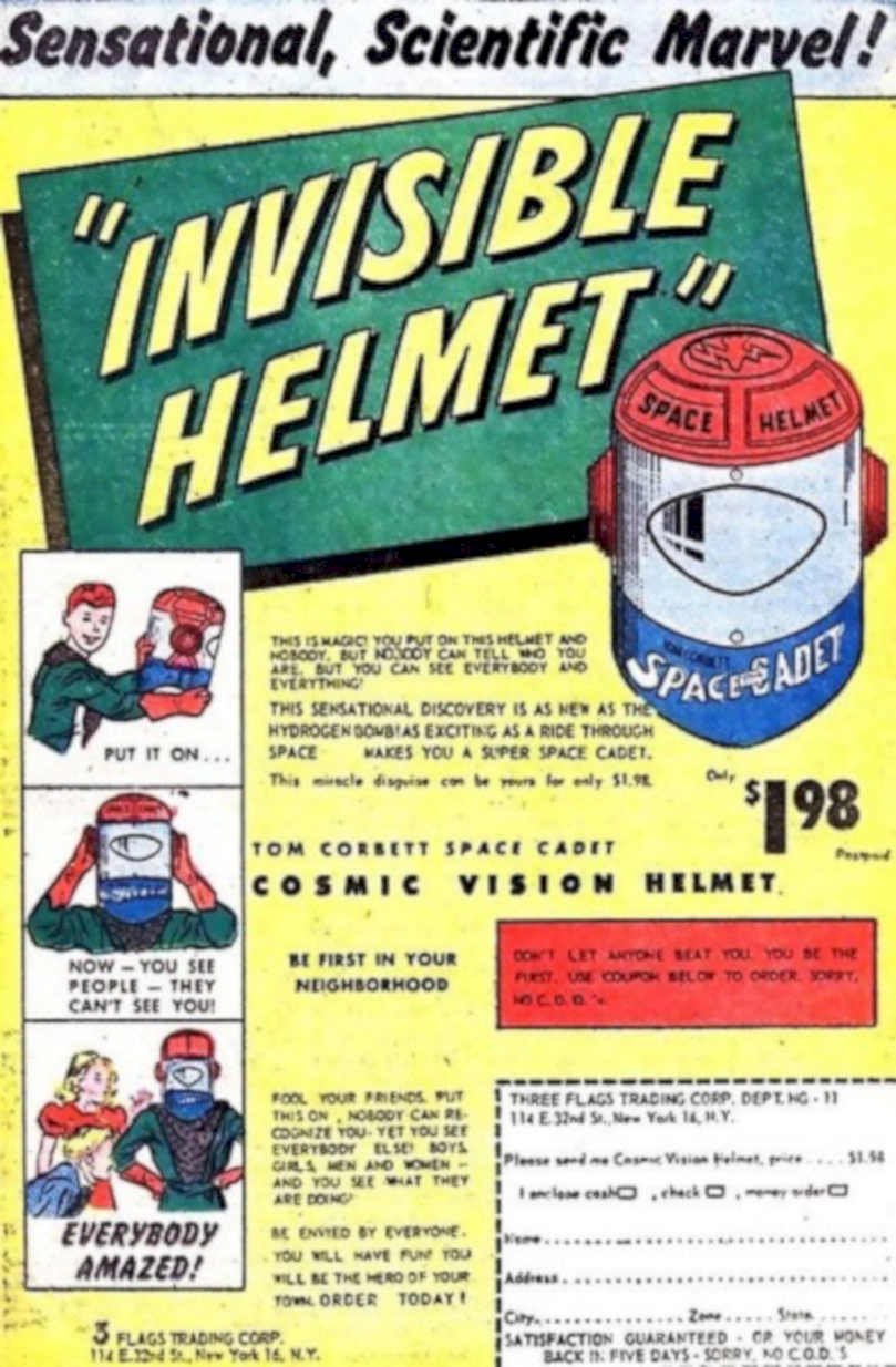 Invisible Helmet Comic 1 Vintage Retro Advert Ads A4 Photo Print