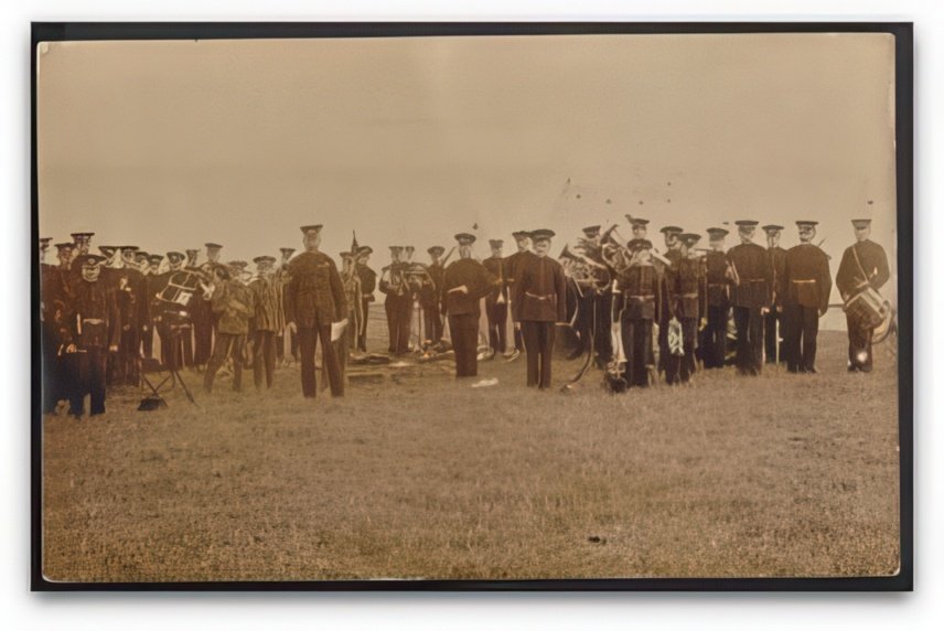 Iow Sandown Camp Military Army Band Pose In Field Vintage A4 Photo Print