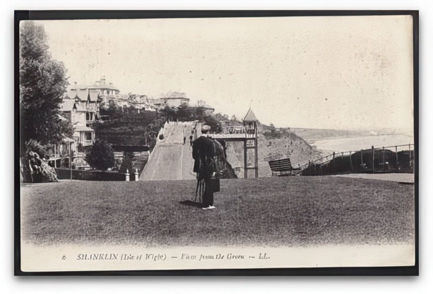 Iow Shanklin View From The Green & Lift Tower Ll 6 1909 Vintage A4 Photo Print