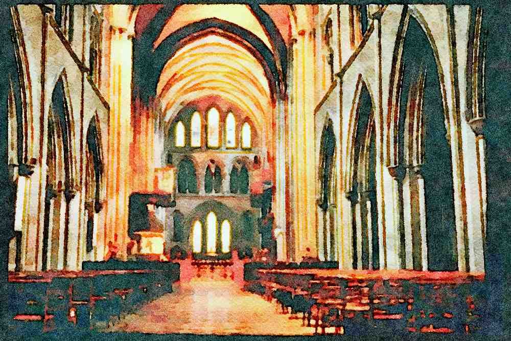 Ireland 385018 St. Patrick's Cathedral, Interior A4 Limited Edition Watercolour Print
