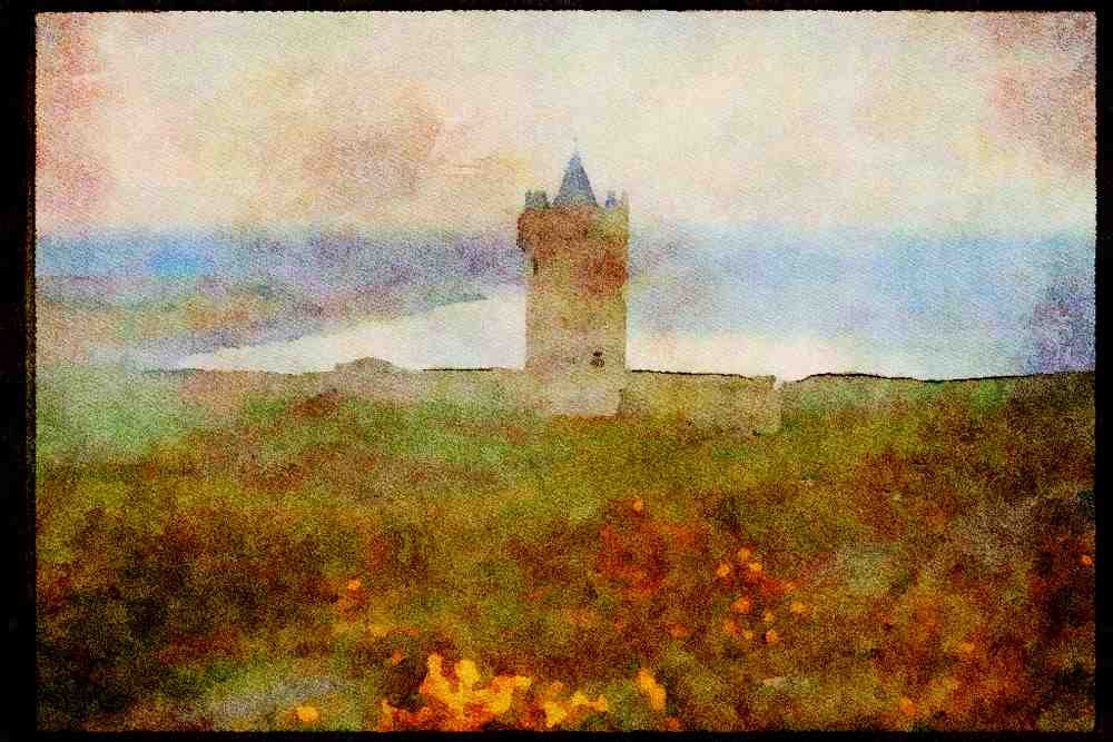 Ireland 385025 Historic Castle, Lisdoonvarna, Country Clare A4 Limited Edition Watercolour Print