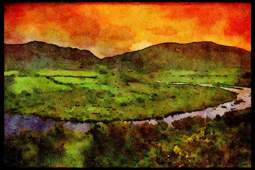 Ireland 385052 Dawn Over The Emerald Isle A4 Limited Edition Watercolour Print