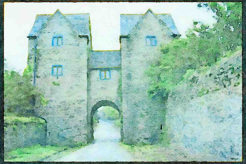 Ireland 385099 Lismore Castle Gate, Lismore A4 Limited Edition Watercolour Print