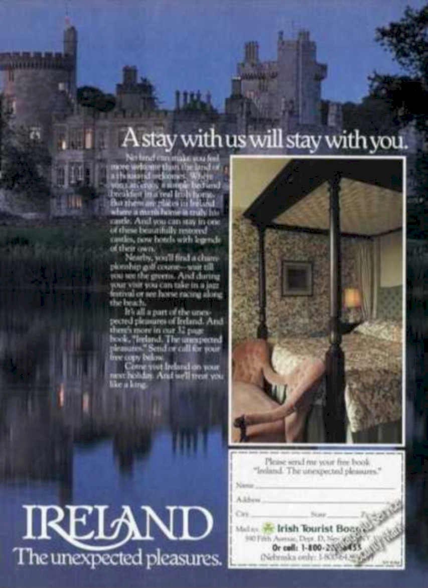 Ireland Castle Reading Vintage Retro Advert Ads A4 Photo Print