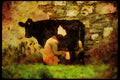 Ireland Emerald Isle 017001 Man Milking Cow A4 Limited Edition Watercolour Print