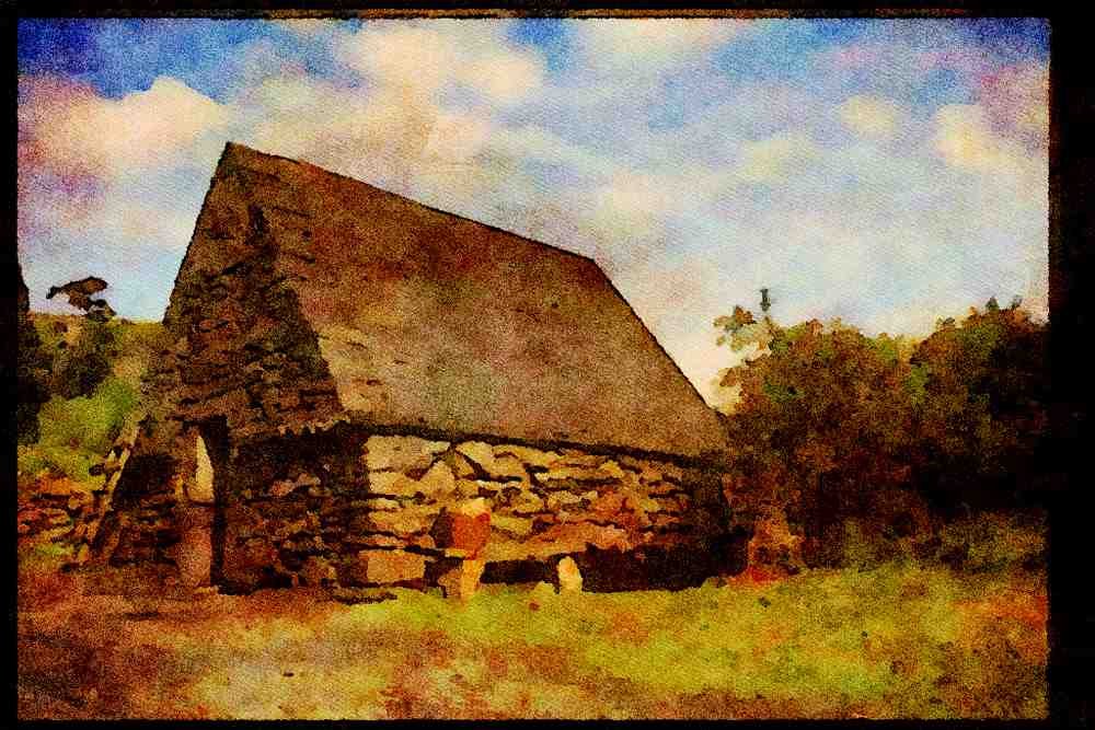 Ireland Emerald Isle 017036 Historic Settlement, Wicklow Mountains A4 Limited Edition Watercolour Print