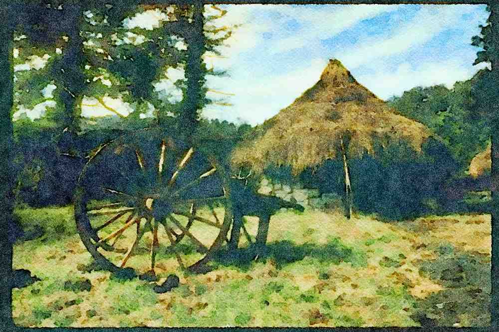 Ireland Emerald Isle 017055 Historic Settlement, Wicklow Mountains A4 Limited Edition Watercolour Print