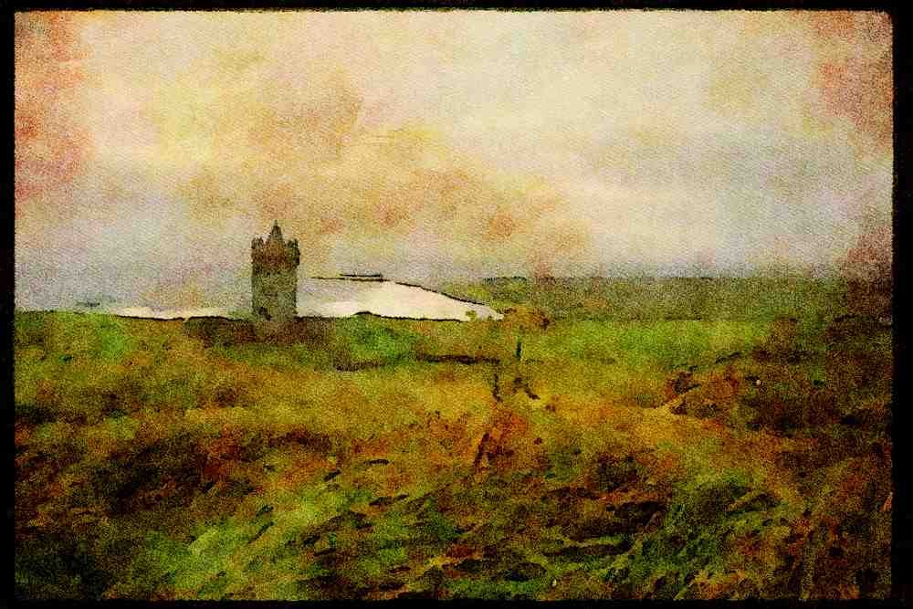 Ireland Emerald Isle 017060 Castle Near The Cliffs Of Mohr A4 Limited Edition Watercolour Print