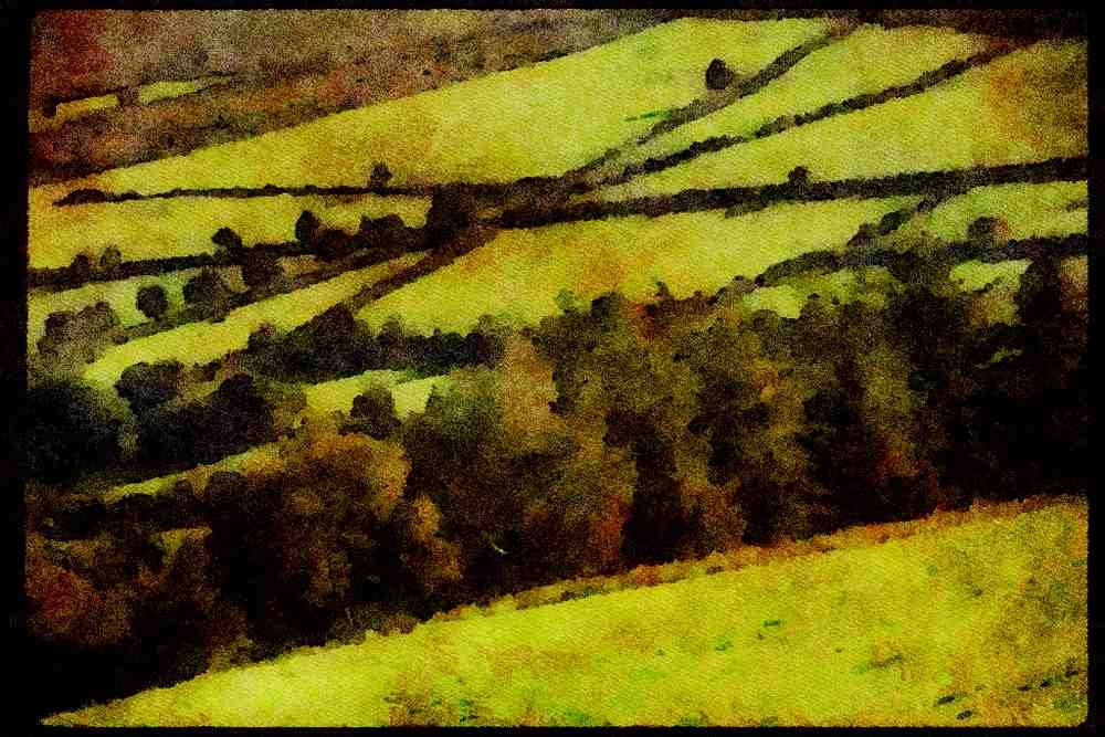 Ireland Emerald Isle 017095 Fields In The Wicklow Mountain A4 Limited Edition Watercolour Print